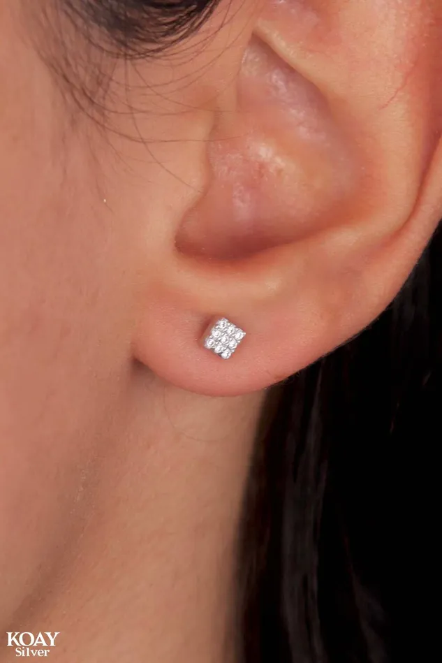 KOAY Silver Store Zircon Earring 029 Diamond Shape Earrings