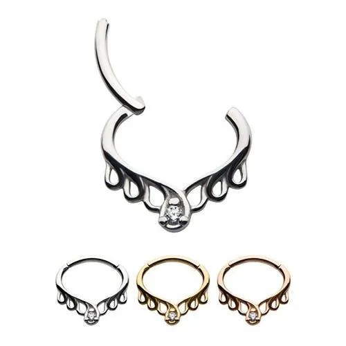 Looped CZ Hinged Segment Ring Tulsa Body Jewelry Rings