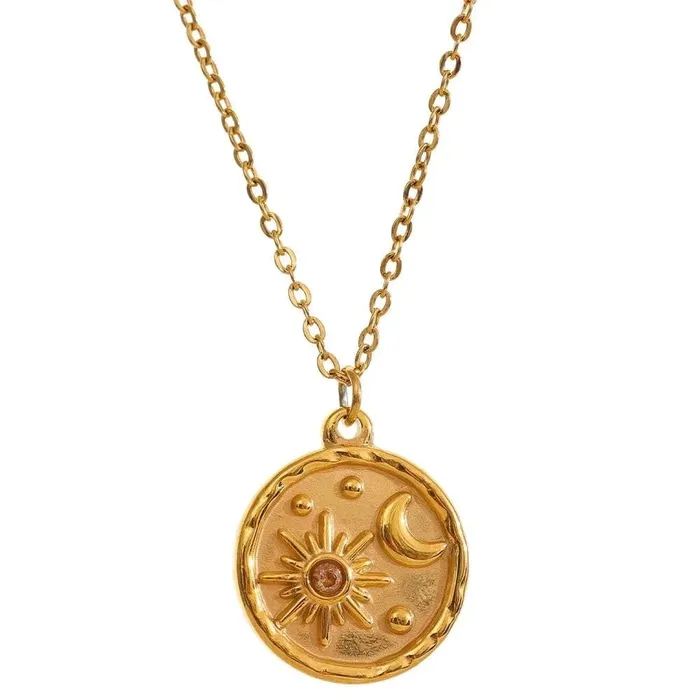 Mabel Love Co Necklaces Round Moon and Sun Pendant Necklace