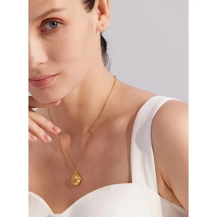 Mabel Love Co Necklaces Round Moon and Sun Pendant Necklace