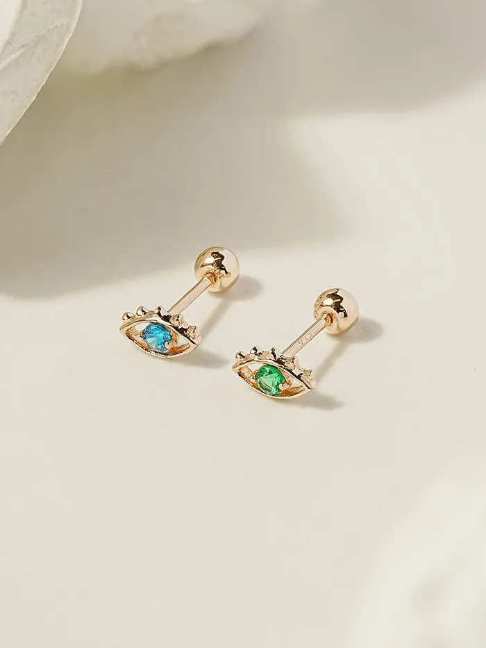 MinimalBijoux 14K Gold Color Cubic Evil Eye Cartilage Earring 20G18G16G Earrings