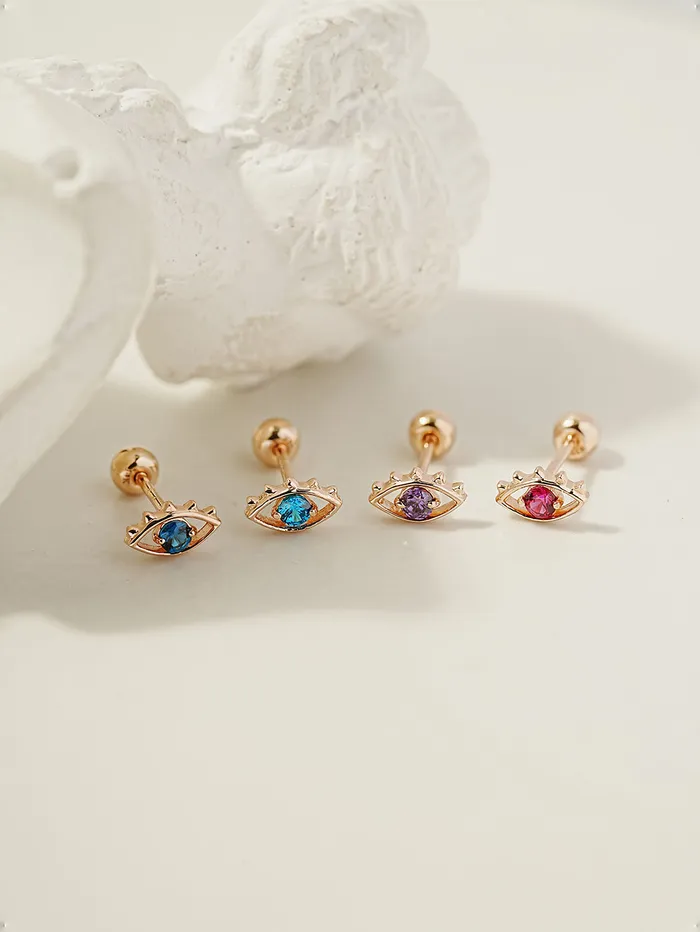 MinimalBijoux 14K Gold Color Cubic Evil Eye Cartilage Earring 20G18G16G Earrings