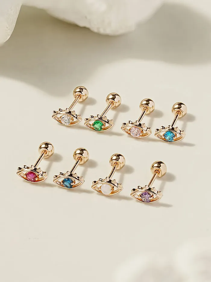 MinimalBijoux 14K Gold Color Cubic Evil Eye Cartilage Earring 20G18G16G Earrings