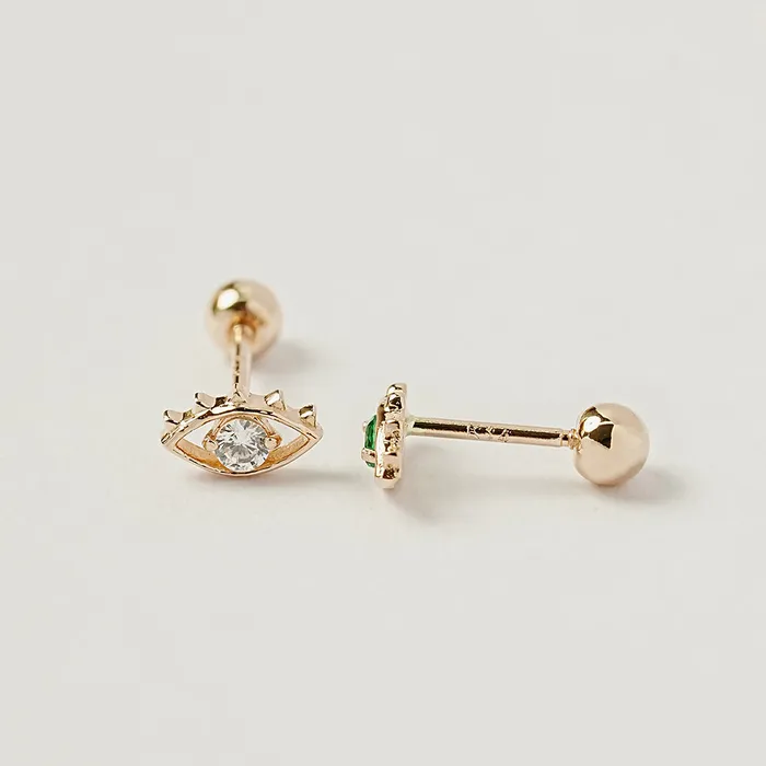 MinimalBijoux 14K Gold Color Cubic Evil Eye Cartilage Earring 20G18G16G Earrings