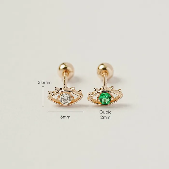 MinimalBijoux 14K Gold Color Cubic Evil Eye Cartilage Earring 20G18G16G Earrings