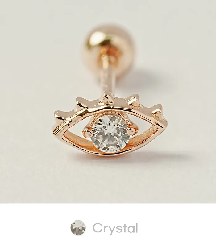MinimalBijoux 14K Gold Color Cubic Evil Eye Cartilage Earring 20G18G16G Earrings