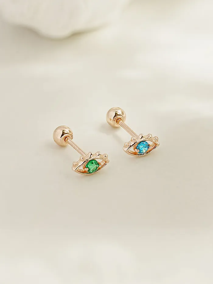 MinimalBijoux 14K Gold Color Cubic Evil Eye Cartilage Earring 20G18G16G Earrings