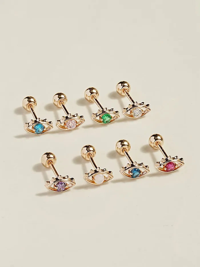 MinimalBijoux 14K Gold Color Cubic Evil Eye Cartilage Earring 20G18G16G Earrings