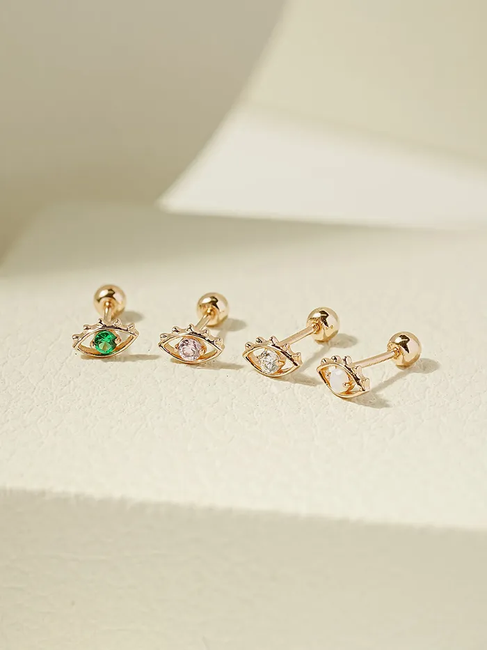 MinimalBijoux 14K Gold Color Cubic Evil Eye Cartilage Earring 20G18G16G Earrings