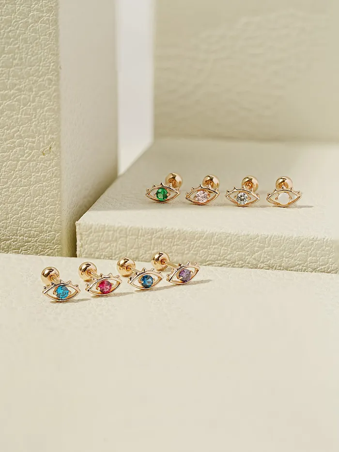 MinimalBijoux 14K Gold Color Cubic Evil Eye Cartilage Earring 20G18G16G Earrings