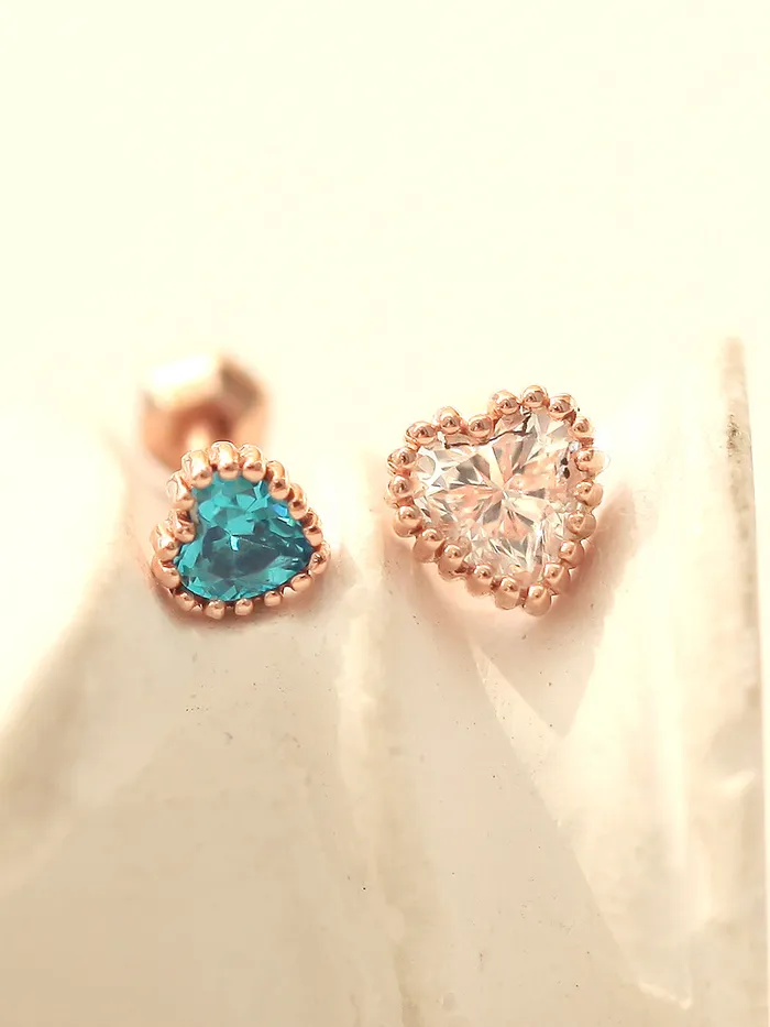 MinimalBijoux 14K Gold Colorful Heart Cartilage Earring 18G16G Earrings