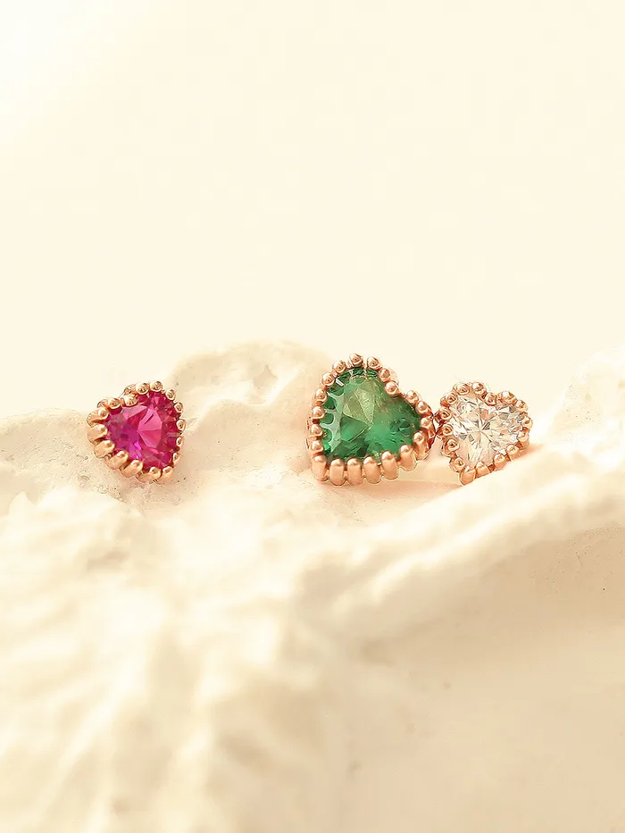 MinimalBijoux 14K Gold Colorful Heart Cartilage Earring 18G16G Earrings