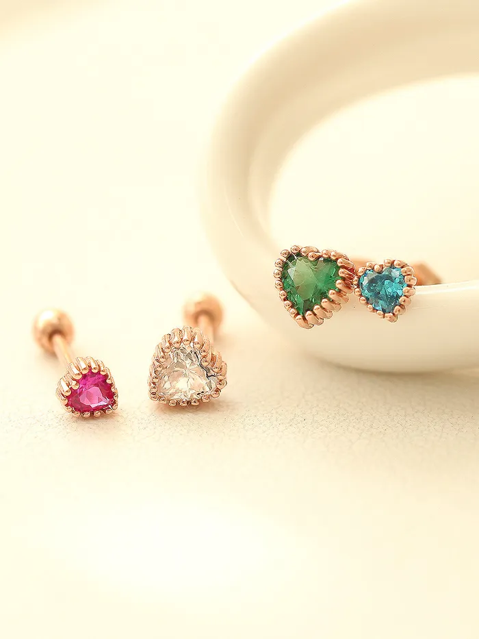 MinimalBijoux 14K Gold Colorful Heart Cartilage Earring 18G16G Earrings