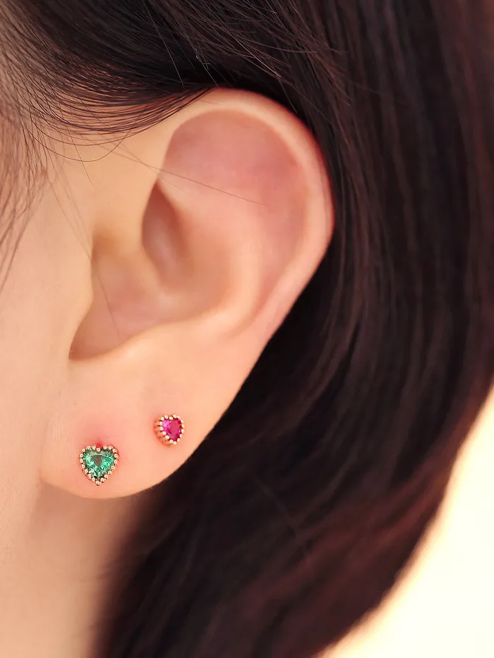 MinimalBijoux 14K Gold Colorful Heart Cartilage Earring 18G16G Earrings