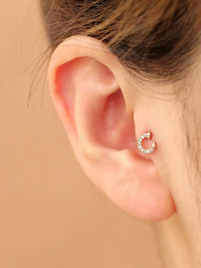 MinimalBijoux 14K Gold Cubic Nail Cartilage Earring 18G16G Earrings