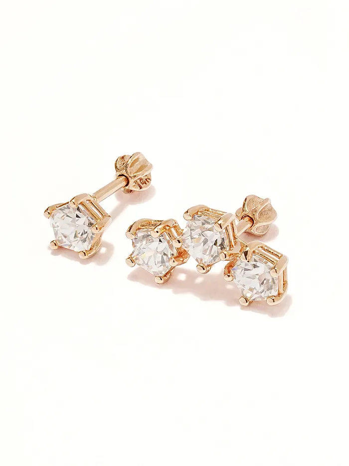 MinimalBijoux 14K Gold Pentagon Crystal Cubic Cartilage Earring 18G16G Earrings MinimalBijoux 14K Gold Pentagon Crystal Cubic Cartilage Earring 18G16G Earrings