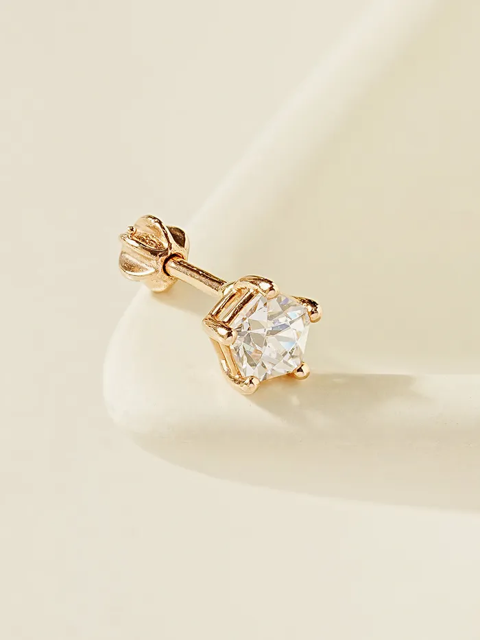 MinimalBijoux 14K Gold Pentagon Crystal Cubic Cartilage Earring 18G16G Earrings