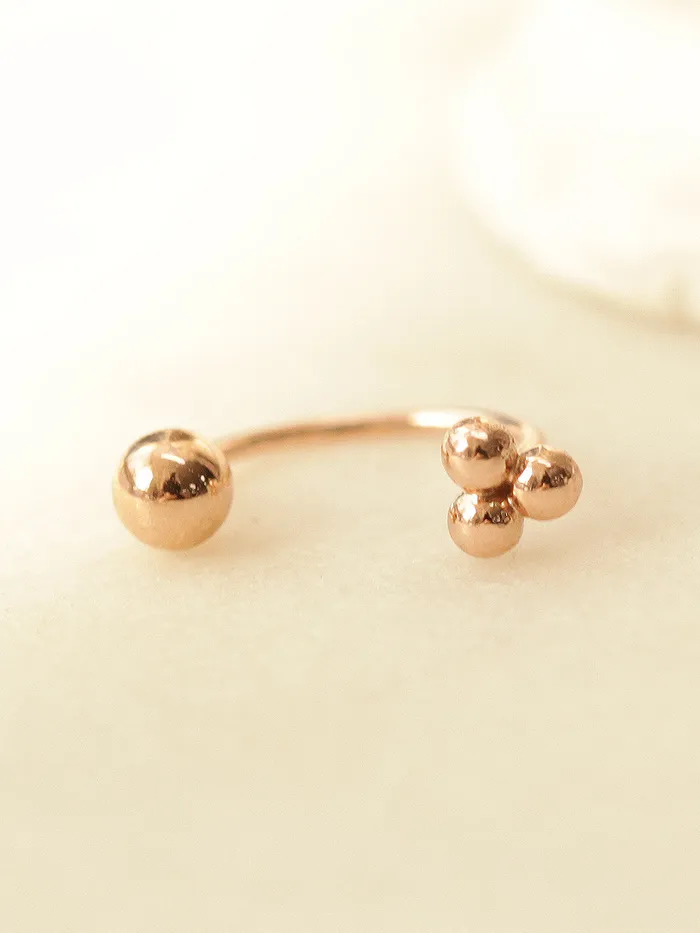 MinimalBijoux 14K Gold Triangle Ball Curve Piercing 20G PreStyled Sets