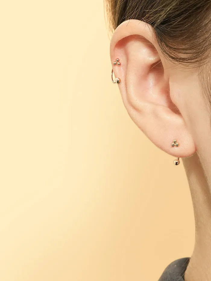 MinimalBijoux 14K Gold Triangle Ball Curve Piercing 20G PreStyled Sets