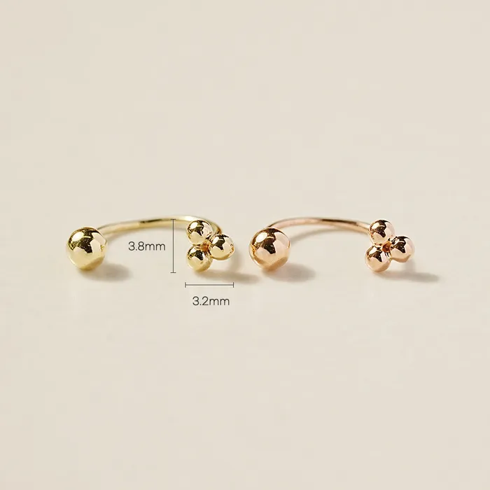 MinimalBijoux 14K Gold Triangle Ball Curve Piercing 20G PreStyled Sets