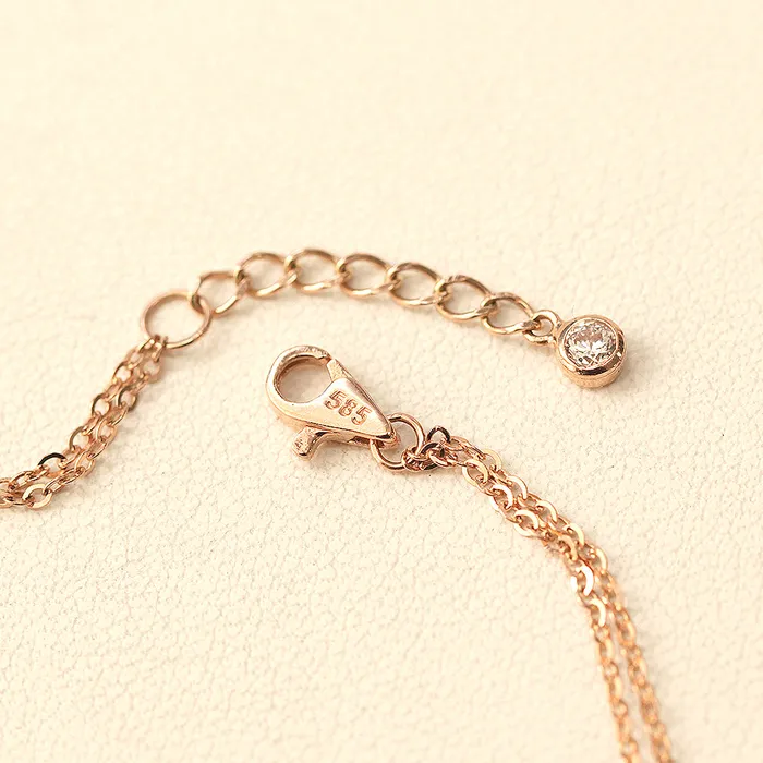 MinimalBijoux 14K Gold Two Lines Rose Ball Anklet Earrings