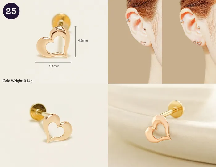 MinimalBijoux 14K Gold Wishes Internally Threaded Labret Piercing 20G PreStyled Sets