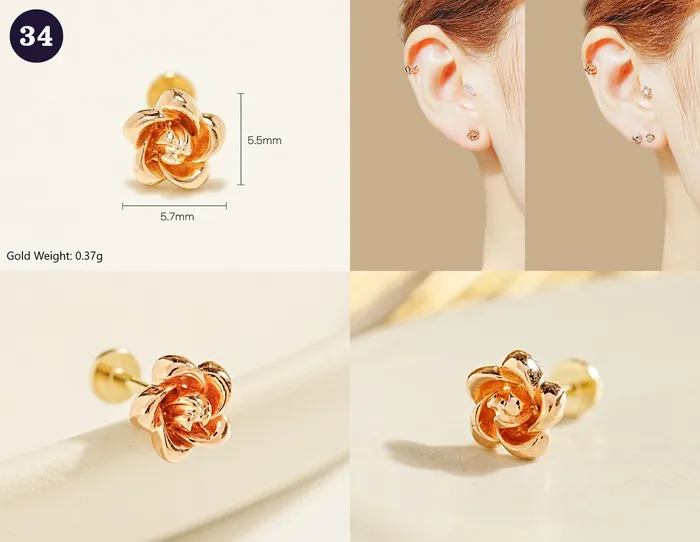 MinimalBijoux 14K Gold Wishes Internally Threaded Labret Piercing 20G PreStyled Sets