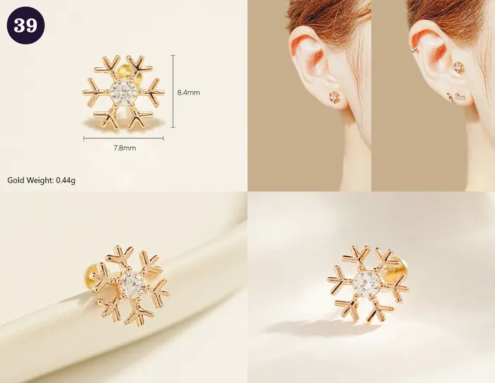 MinimalBijoux 14K Gold Wishes Internally Threaded Labret Piercing 20G PreStyled Sets