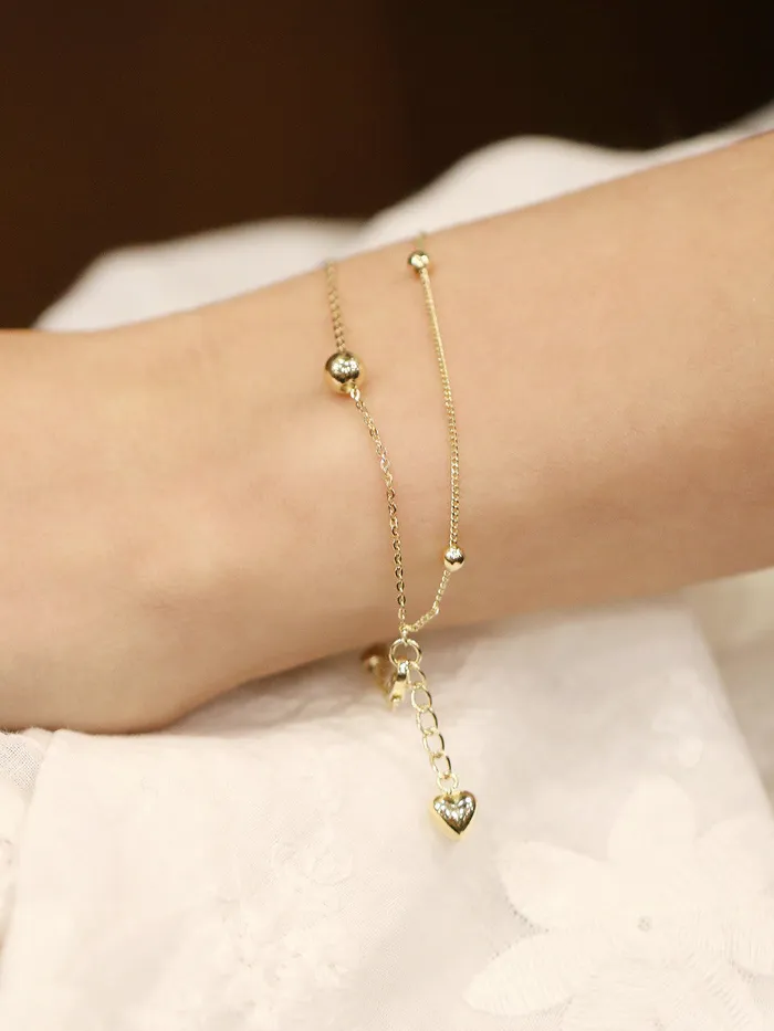 MinimalBijoux Bracelets 14K Gold 2 Line Ball Bracelet