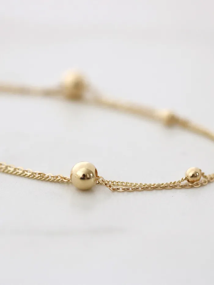 MinimalBijoux Bracelets 14K Gold 2 Line Ball Bracelet