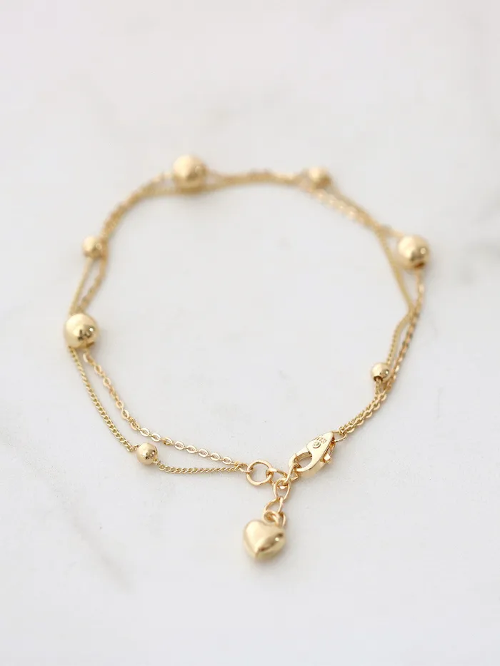MinimalBijoux Bracelets 14K Gold 2 Line Ball Bracelet