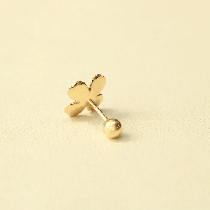 MinimalBijoux Earrings 14K Gold 4 Petal Flower Cartilage Earring 20G18G16G