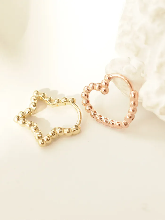 MinimalBijoux Earrings 14K Gold Bubble Heart Star Hoop Earring