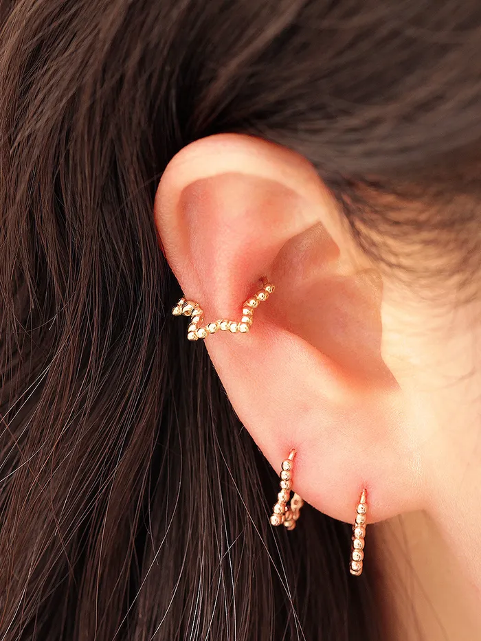 MinimalBijoux Earrings 14K Gold Bubble Heart Star Hoop Earring