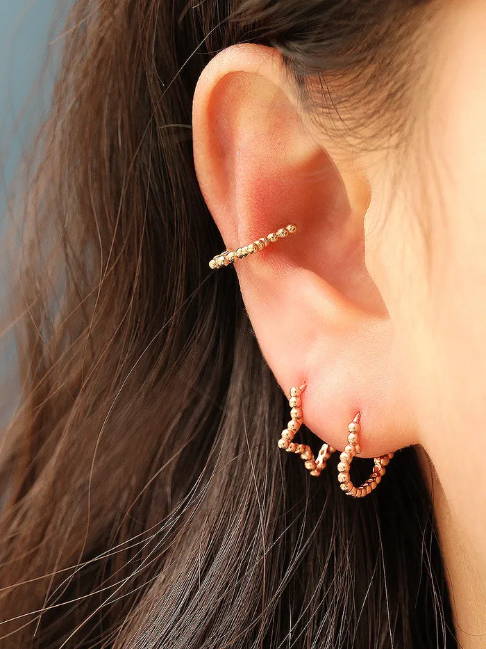 MinimalBijoux Earrings 14K Gold Bubble Heart Star Hoop Earring