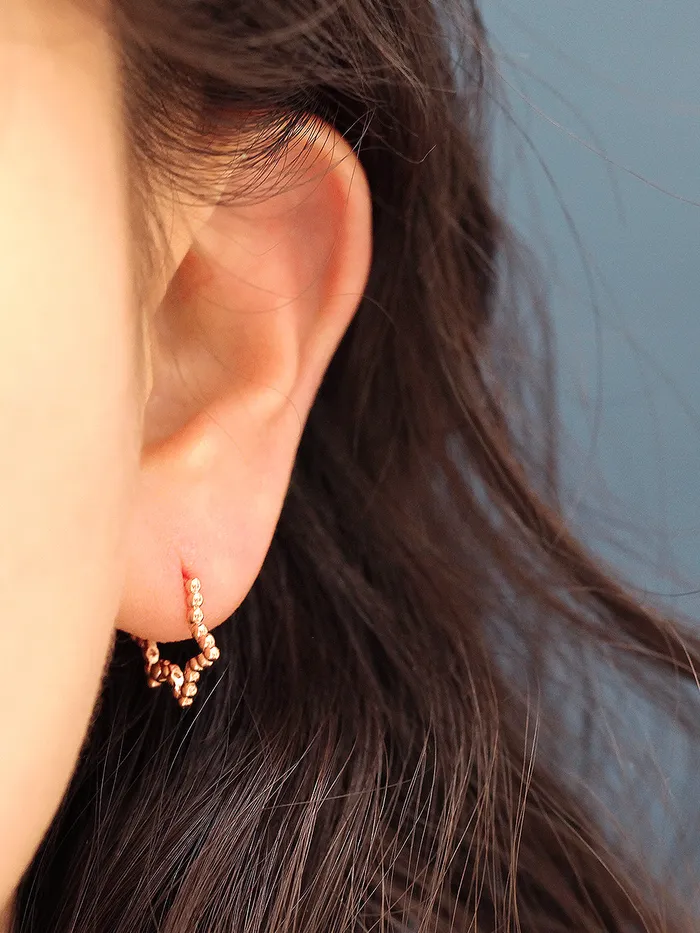MinimalBijoux Earrings 14K Gold Bubble Heart Star Hoop Earring