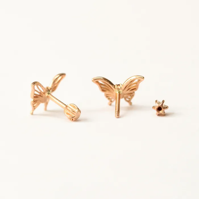 MinimalBijoux Earrings 14K Gold Butterfly Point Cubic Cartilage Earring 18G16G