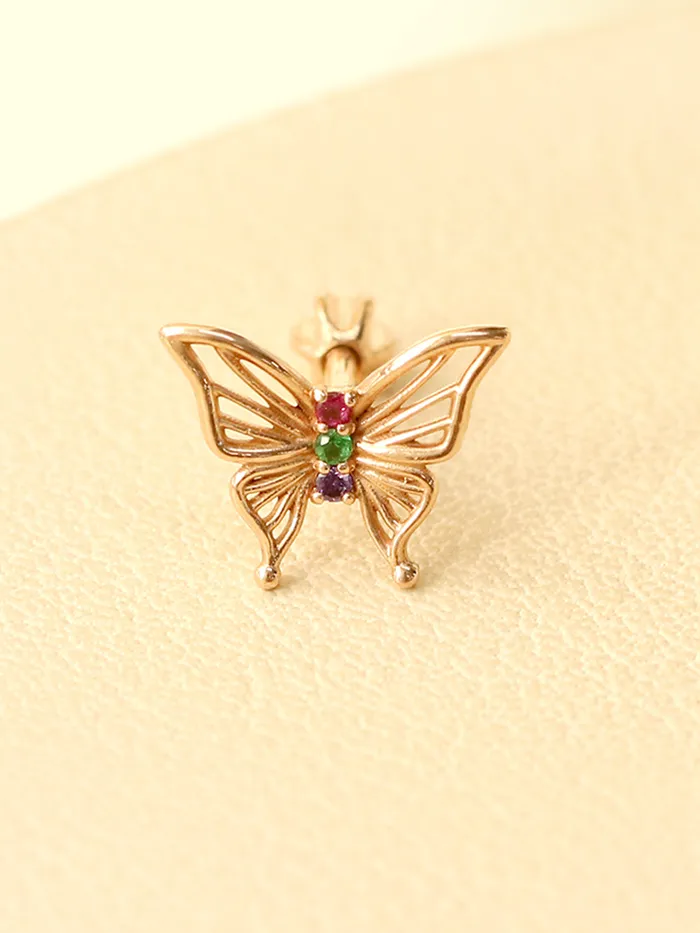 MinimalBijoux Earrings 14K Gold Butterfly Point Cubic Cartilage Earring 18G16G