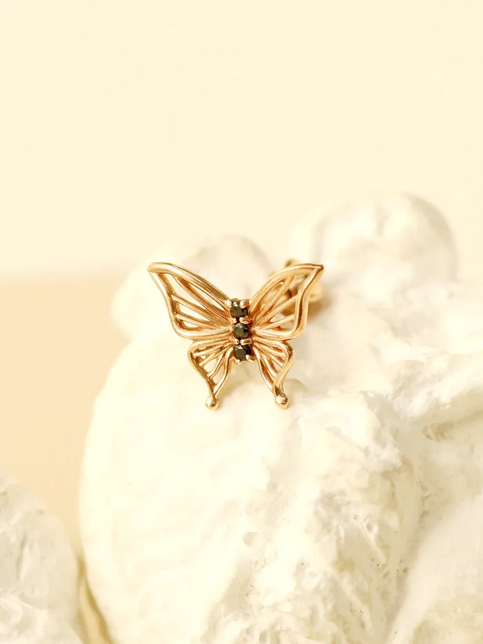 MinimalBijoux Earrings 14K Gold Butterfly Point Cubic Cartilage Earring 18G16G