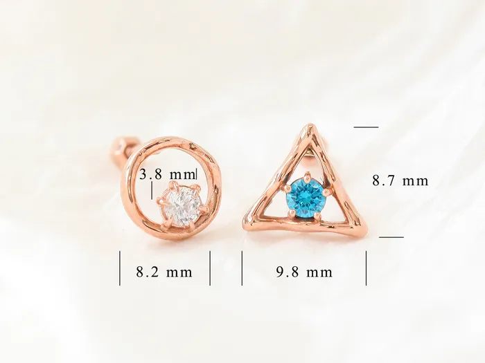 MinimalBijoux Earrings 14K Gold Circle Triangle Cartilage Earring 18g16g