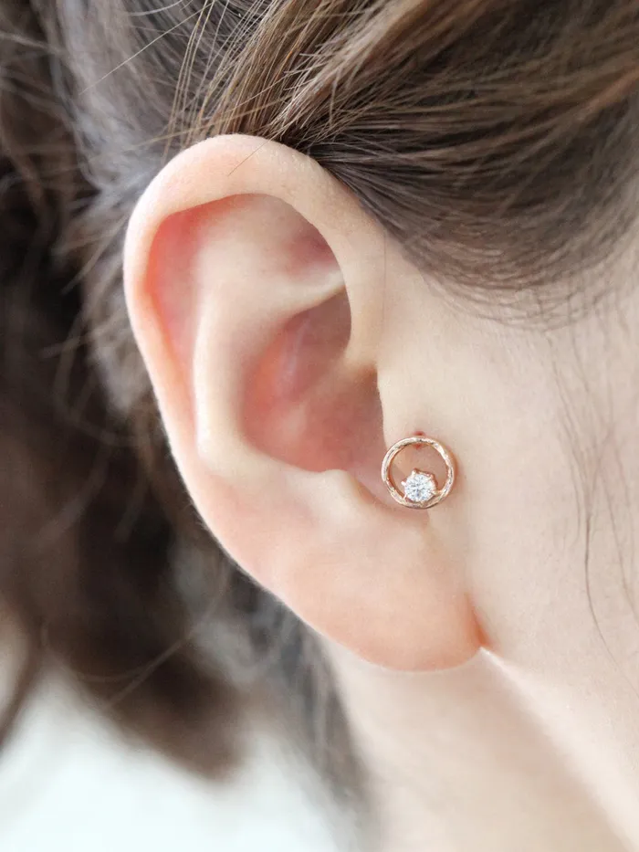 MinimalBijoux Earrings 14K Gold Circle Triangle Cartilage Earring 18g16g