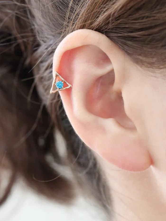 MinimalBijoux Earrings 14K Gold Circle Triangle Cartilage Earring 18g16g