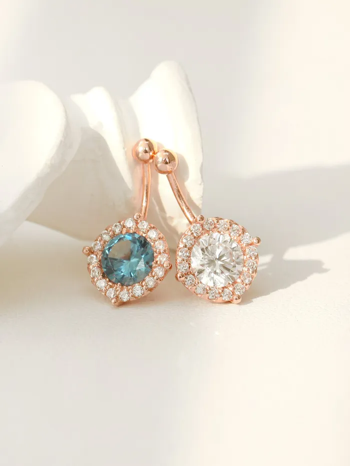 MinimalBijoux Earrings 14K Gold Crystal Ear Jacket belly button 18G16G
