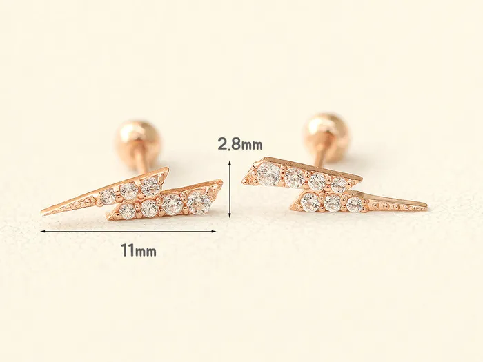 MinimalBijoux Earrings 14K gold Cubic Thunder cartilage earring 20g