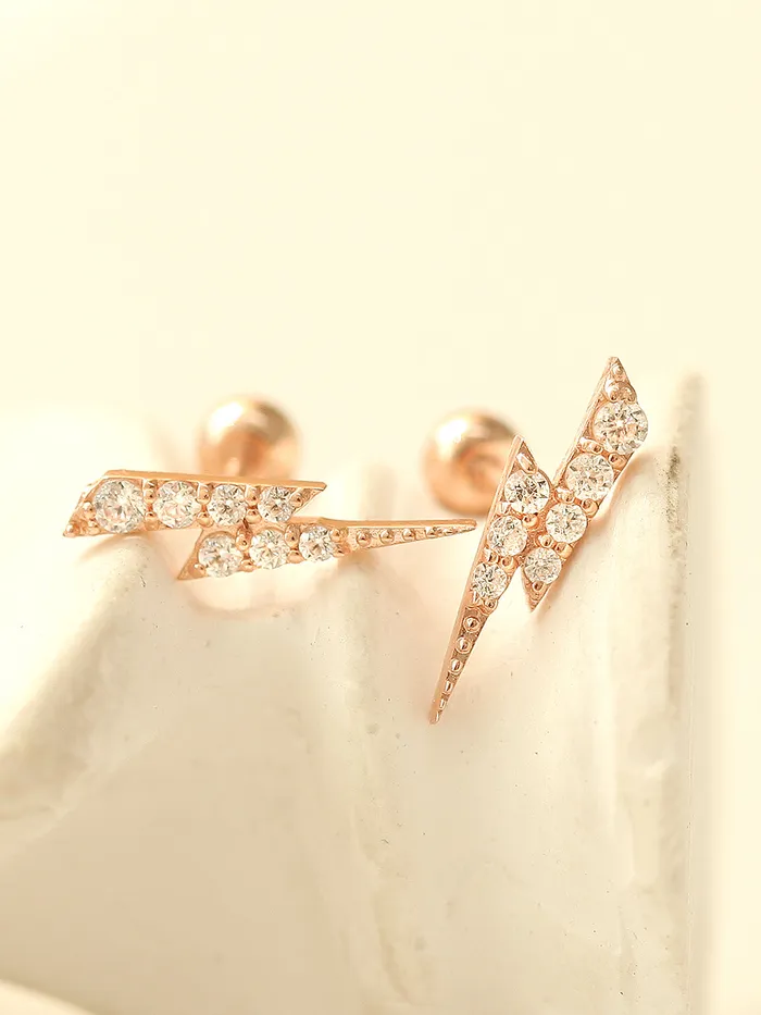 MinimalBijoux Earrings 14K gold Cubic Thunder cartilage earring 20g