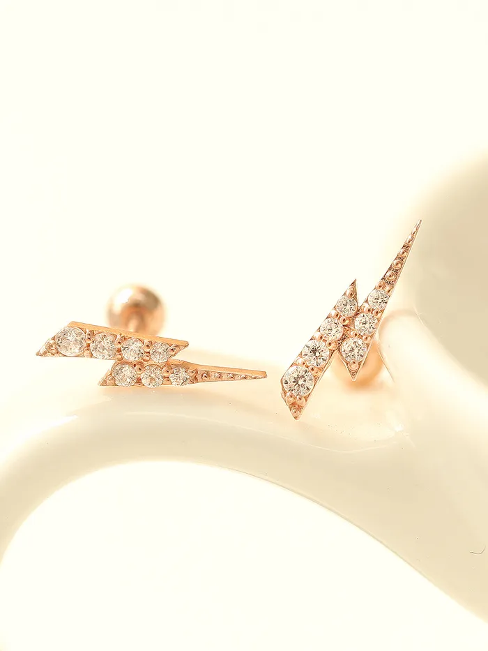 MinimalBijoux Earrings 14K gold Cubic Thunder cartilage earring 20g