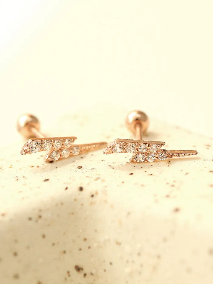 MinimalBijoux Earrings 14K gold Cubic Thunder cartilage earring 20g