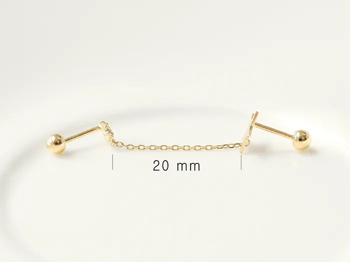 MinimalBijoux Earrings 14K gold Double Star layered cartilage earring 20g