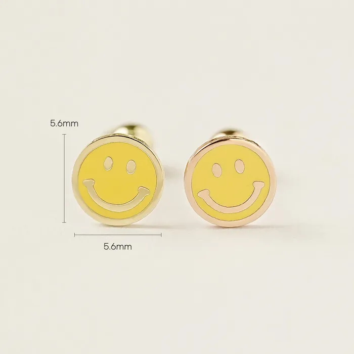 MinimalBijoux Earrings 14K Gold Enamel Smile Cartilage Earring 20G