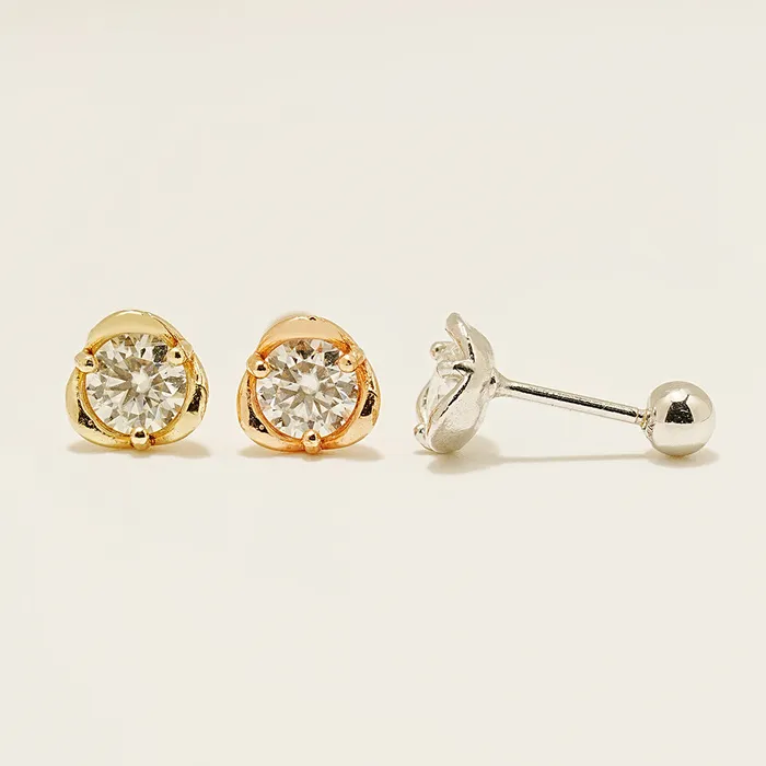 MinimalBijoux Earrings 14K Gold Moissanite Triangle Pascal Cartilage Earring 20G18G16G